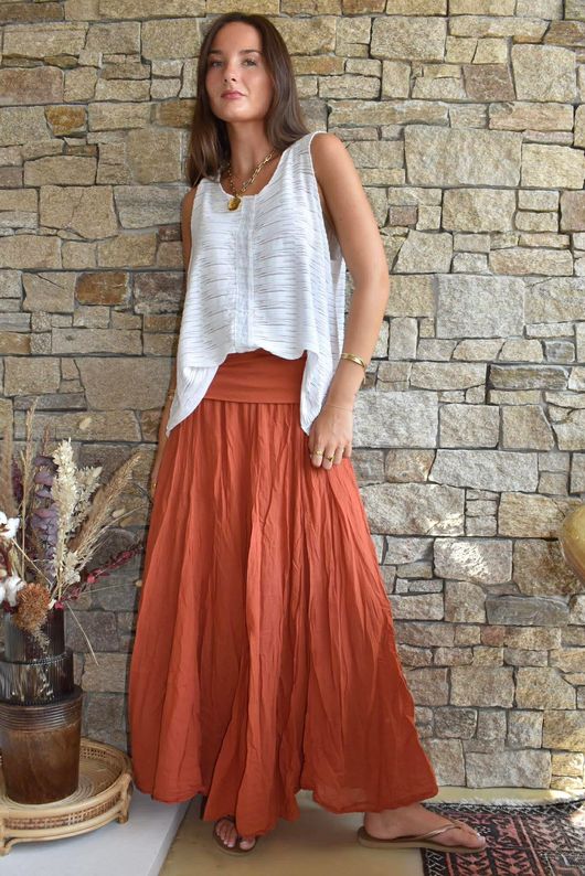 Songbird Bandeau Skirt Dress Rust